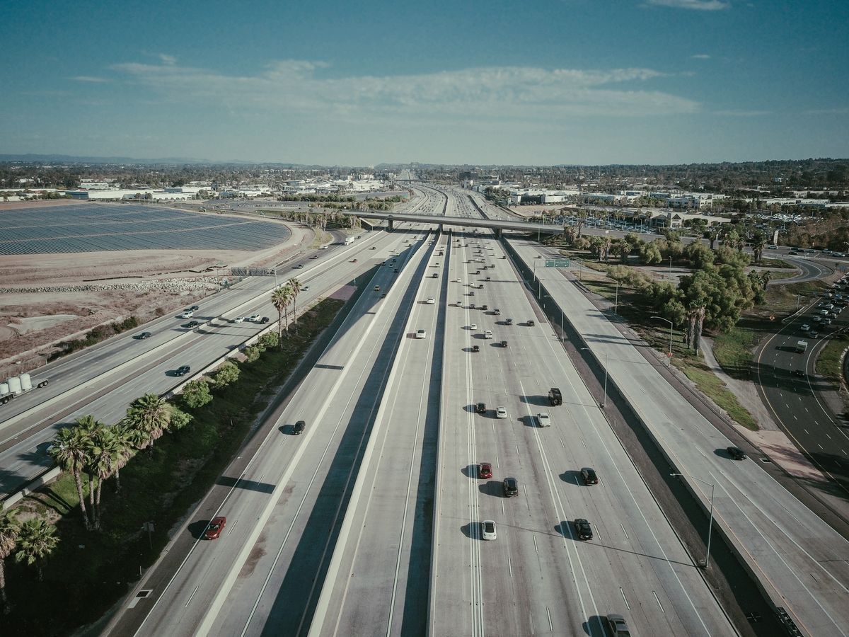 Cars traveling on a highway