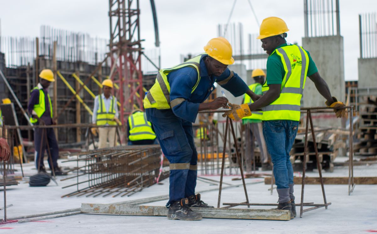 Workers at a construction project
