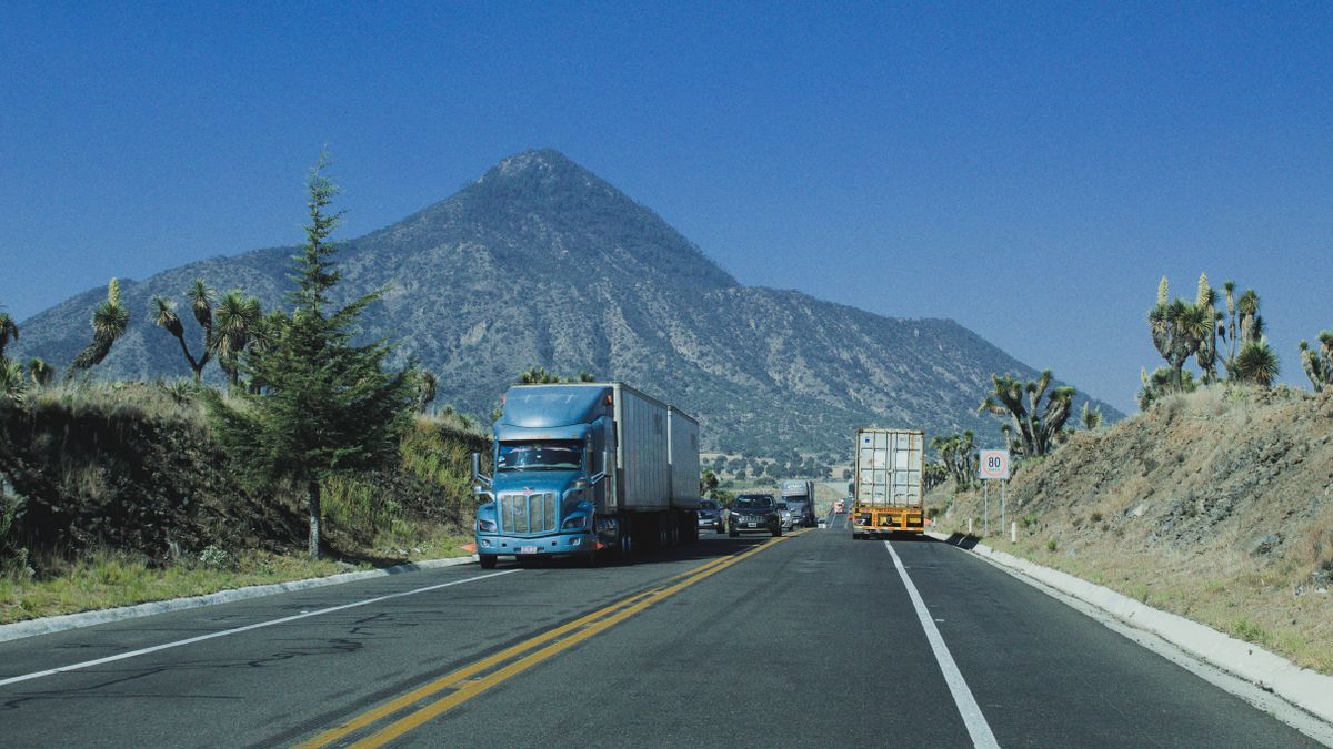Freight trucks on the road